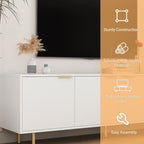 White Modern TV Stand Fluted 68' t, Entertainment Center with Storage Doors, TV Console Media Cabinet,  for 55+ Inch TV, Living Room - Grand Goldman Shop