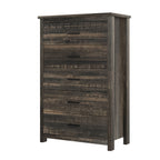 4PCS Bedroom Sets, Wooden Queen Size Bed Frame with Storage Headboard and Charging Station, 2 Nightstands with 2 Drawers, 1 Dresser with 5 Drawers, Antique Gray - Grand Goldman Shop