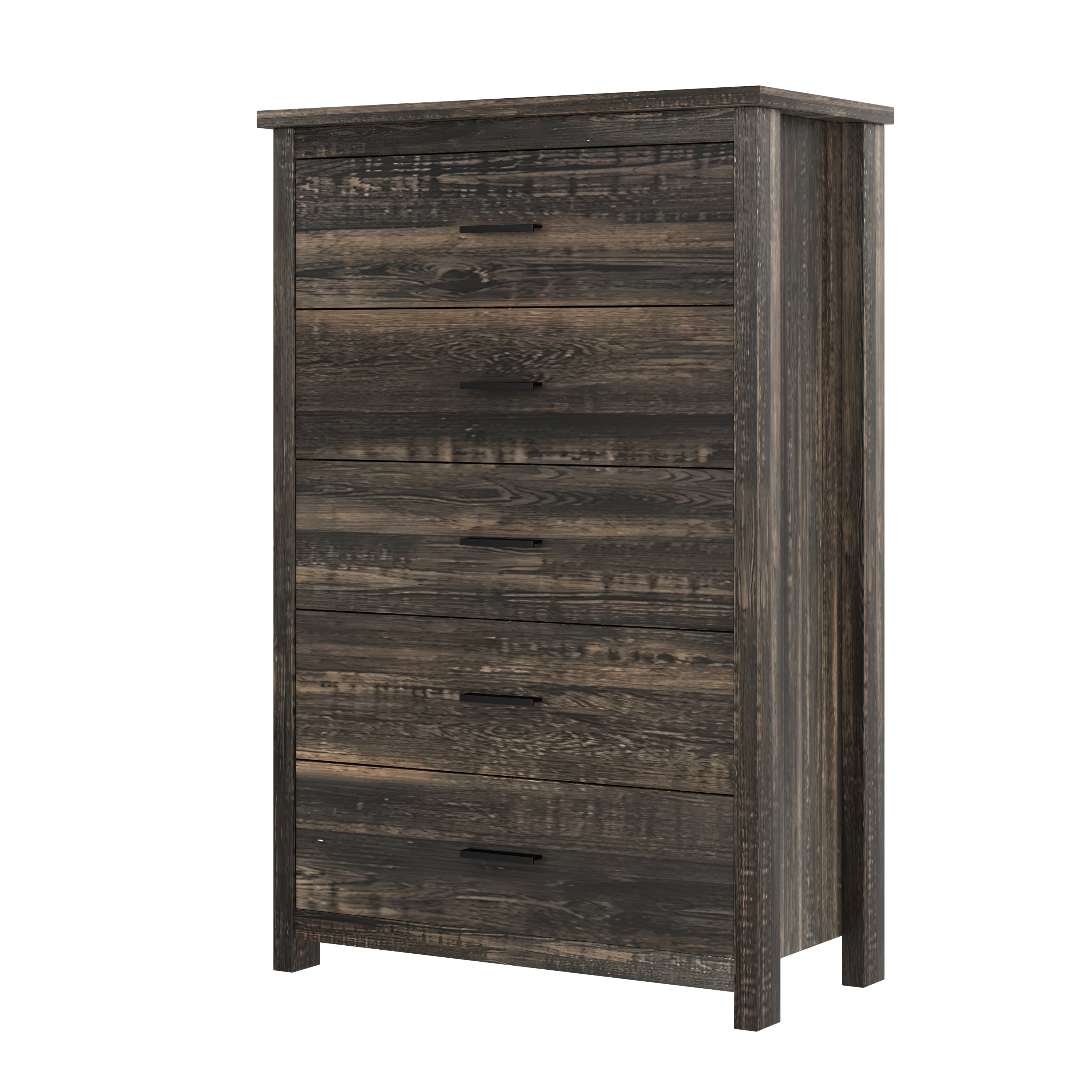 4PCS Bedroom Sets, Wooden Queen Size Bed Frame with Storage Headboard and Charging Station, 2 Nightstands with 2 Drawers, 1 Dresser with 5 Drawers, Antique Gray - Grand Goldman Shop