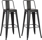 Modern Light Weight Industrial Contemporary Rustic Vintage Costal Metal Barstools with Bucket Back and 4 Leg Design, Seat Bar