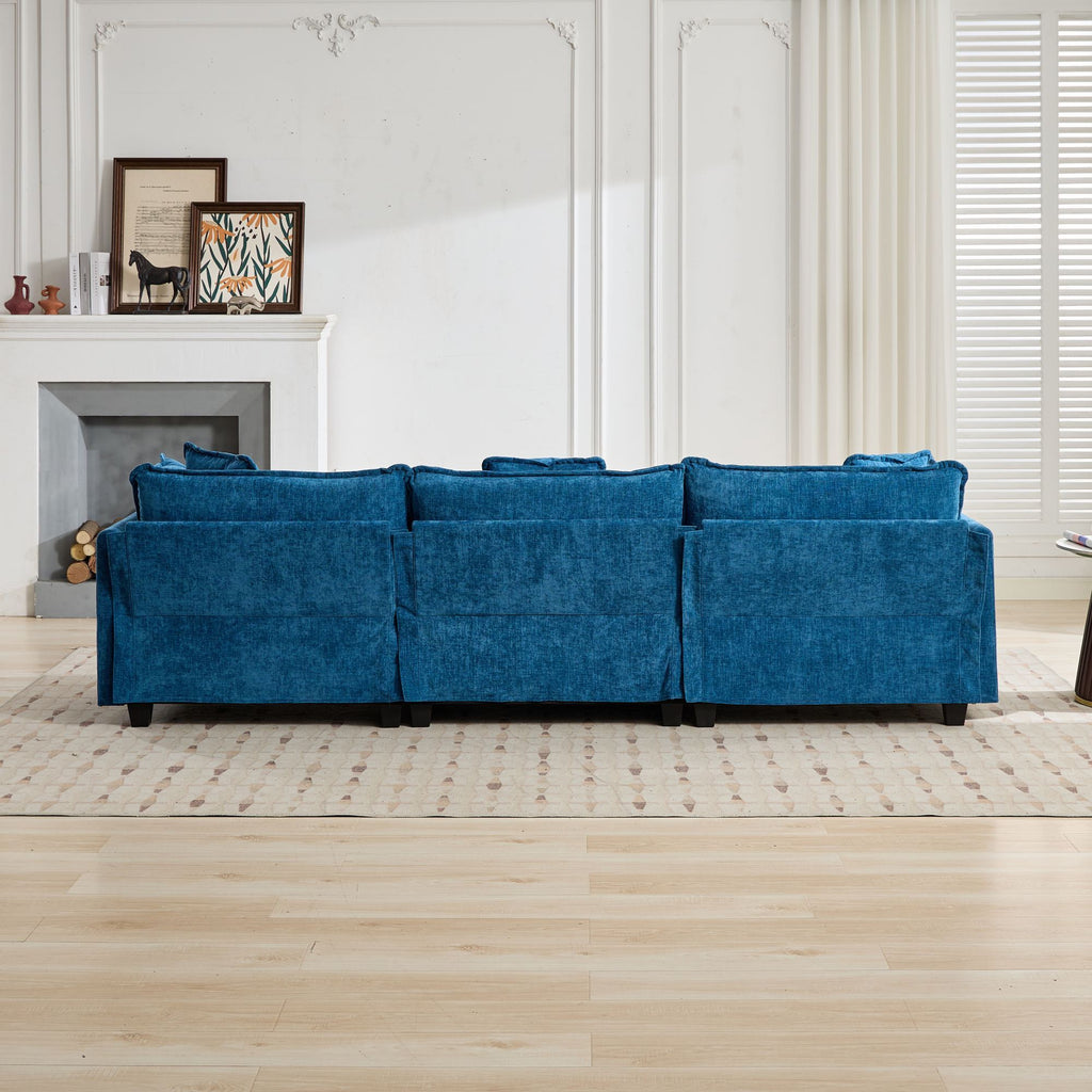 Cloud Sofa two Seats (the cushion on the armrest not included), Modern Sectional Couch, for Apartment, Comfy Double Layer Upholstered Seat Cushion, Breathable Chenille Fabric, Blue,SW504ABL - Grand Goldman Shop