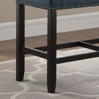 Biony Fabric Counter Height Dining Bench with Nailhead Trim, Blue - Grand Goldman Shop