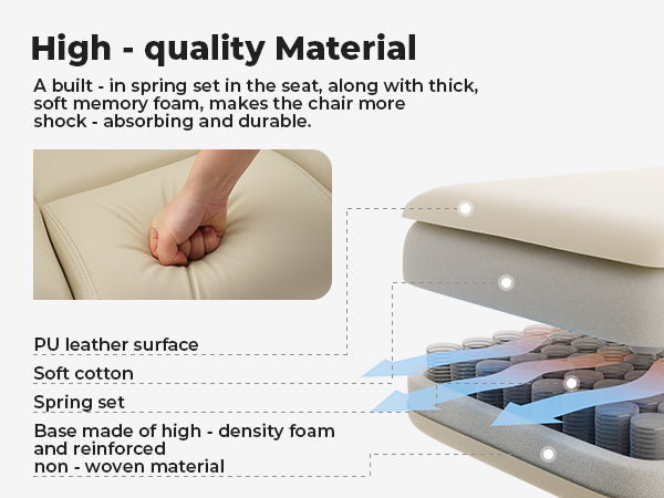 Office Chair Ergonomic 200 kg PU Leather Computer Chair with Lumbar Support and High Backrest, Ergonomic Desk Chair with Lift