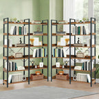 6-Tier Industrial Bookshelf, 67' Wooden Bookshelf with Open Shelves, Freestanding Metal Frame Bookcase for Storage and Display, Modern Book Shelves for Bedroom, Living Room and Home Office, Brown - Grand Goldman Shop