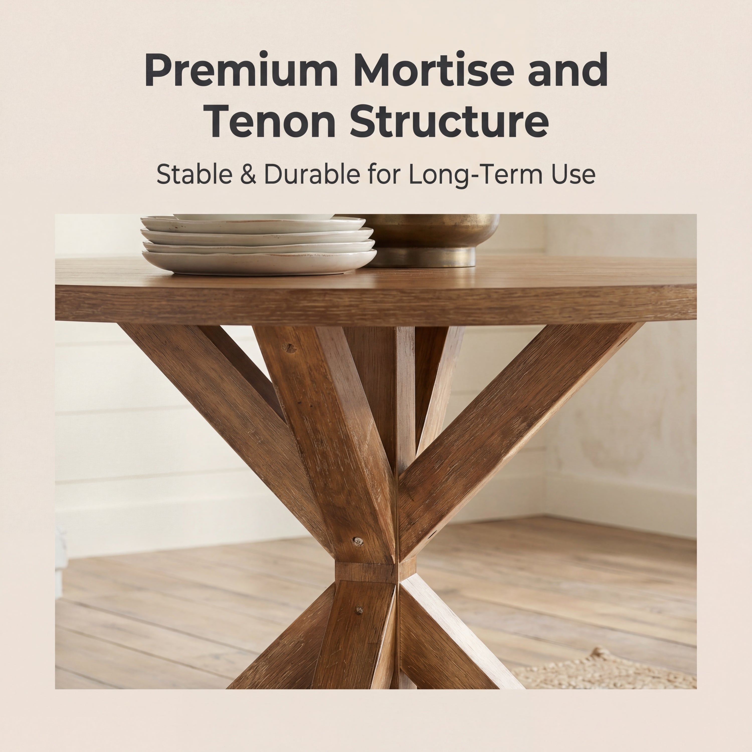 Windvale Cross-Buck Base Dining Table - Grand Goldman Shop