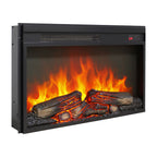 26 inch electric fireplace insert, ultra thin heater with log set & realistic flame, remote control with timer, overheating protection - Grand Goldman Shop
