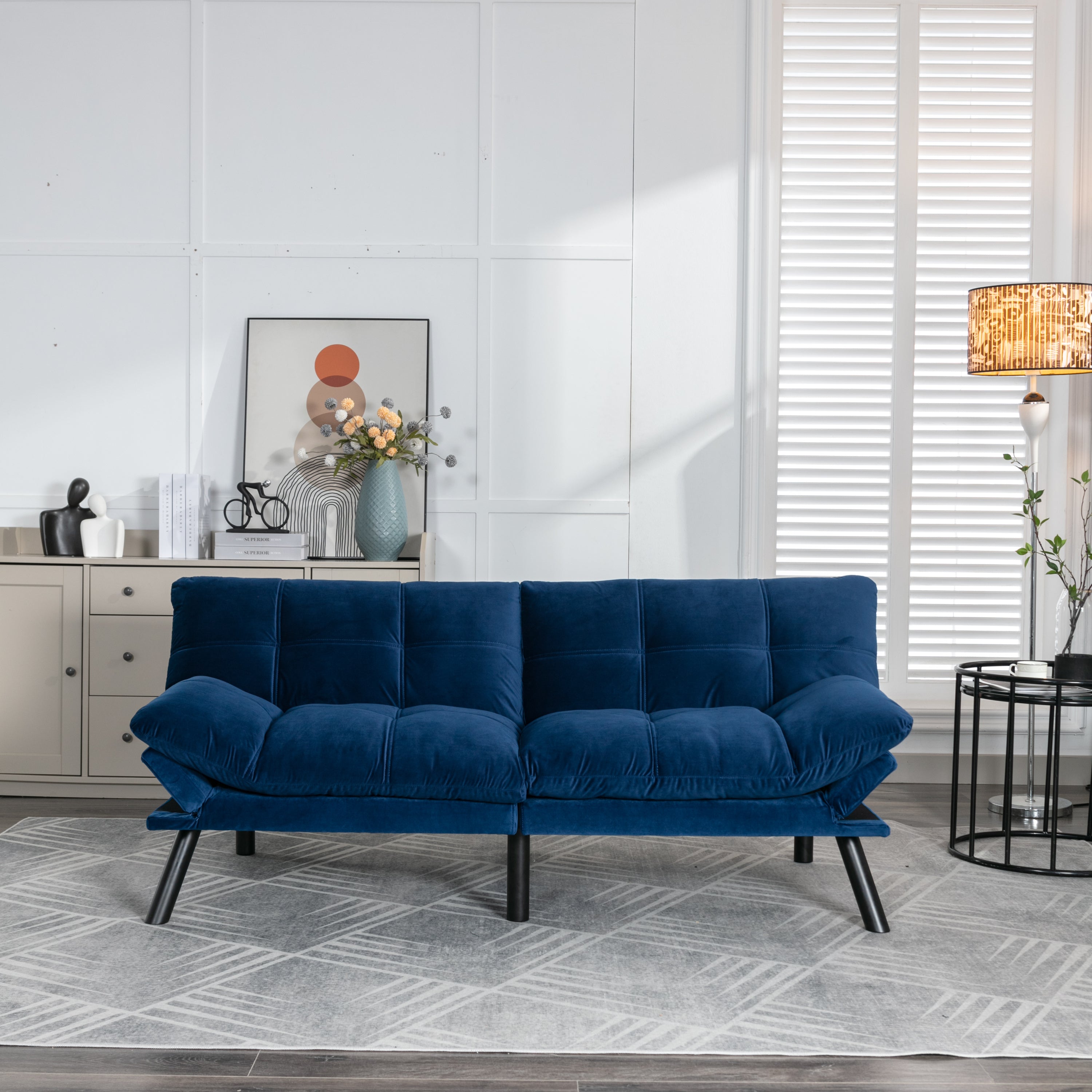 Navy Blue Convertible Folding Modern sofa Bed - Grand Goldman Shop