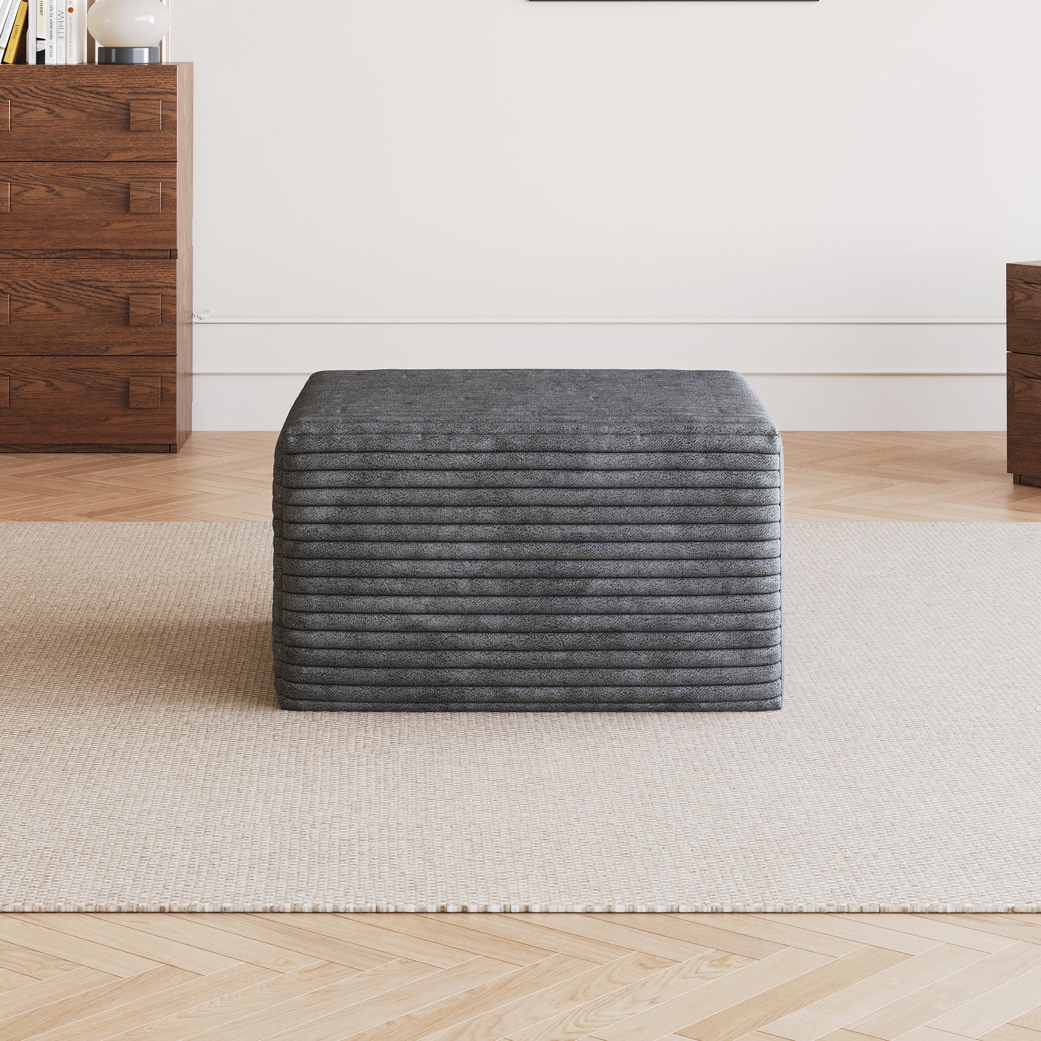 Sofa ottoman ,No Assembly Required,Dark Grey(Plush Corduroy Fabric) - Grand Goldman Shop