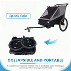 2 in 1 Kids Bike Trailer and Stroller for 1 to 2 Children, Jogging Function, Foldable Compact Storage with Universal Bike Hit