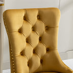 A&A Furniture,Nikki Collection Modern, High-end Tufted Solid Wood Contemporary Velvet Upholstered Dining Chair with Golden Stainless Steel Plating Legs,Nailhead Trim,Set of 2,Gold, SW1601GL - Grand Goldman Shop