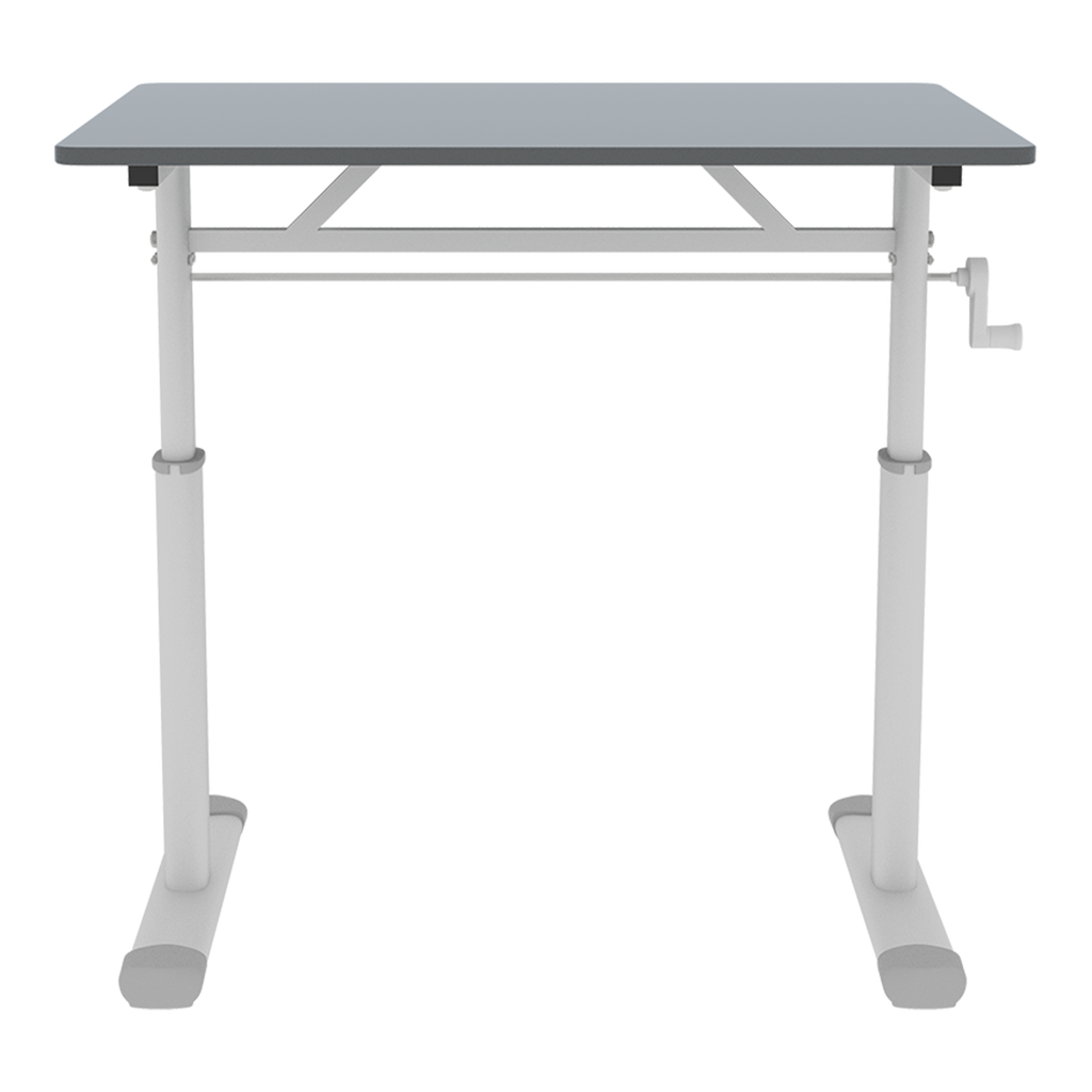 Adjustable Study Desk for Kids and Adults, Height-Adjustable Home Office Desk, White Frame with Gray Tabletop, 60cm x 80cm Co