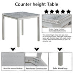 5 Piece Counter Height Table Set, Wooden Kitchen Table Set with Square Table and 4 Upholstered Chairs, Counter Height Dining Table with Crystal Decoration and Chair Set, Silver Grey - Grand Goldman Shop