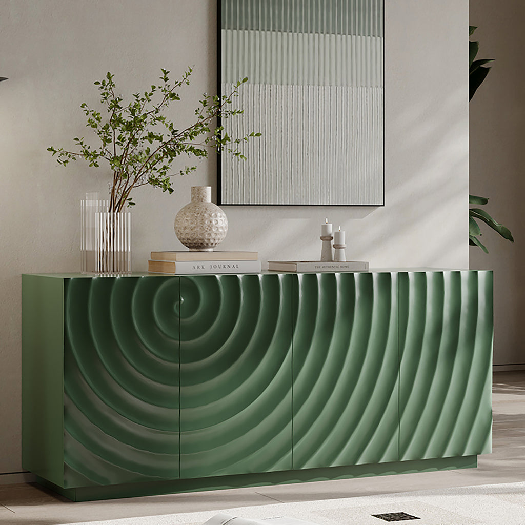 Sideboard Buffet Cabinet, 59'Green Accent Cabinet with 4 Doors, Mid Century Modern Pantry Cabinet, Wood Buffet Cabinet, Media Cabinet, Console Cabinet, Cabinet for Entryway, Living Room, Dining Room - Grand Goldman Shop