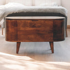 Solid Wood California Walnut Rounded Lid-Up Blanket Box, Nordic Legs, Brown - Grand Goldman Shop