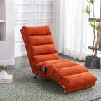 Ergonomic Linen Massage Chaise Lounge with Remote Control, Orange, 5 Modes - Grand Goldman Shop