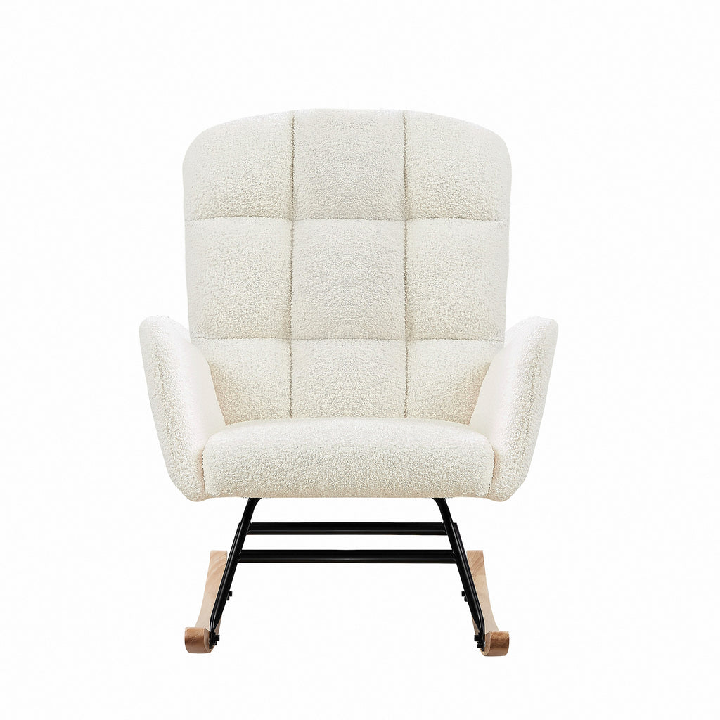 Cream White Teddy Rocking Armchair - Grand Goldman Shop