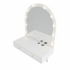 Floating Makeup Vanity Desk with Mirror & 3-Color Lights, Wall Dressing Table with Power Outlet, Compact vanity, Large Storage, White - Grand Goldman Shop