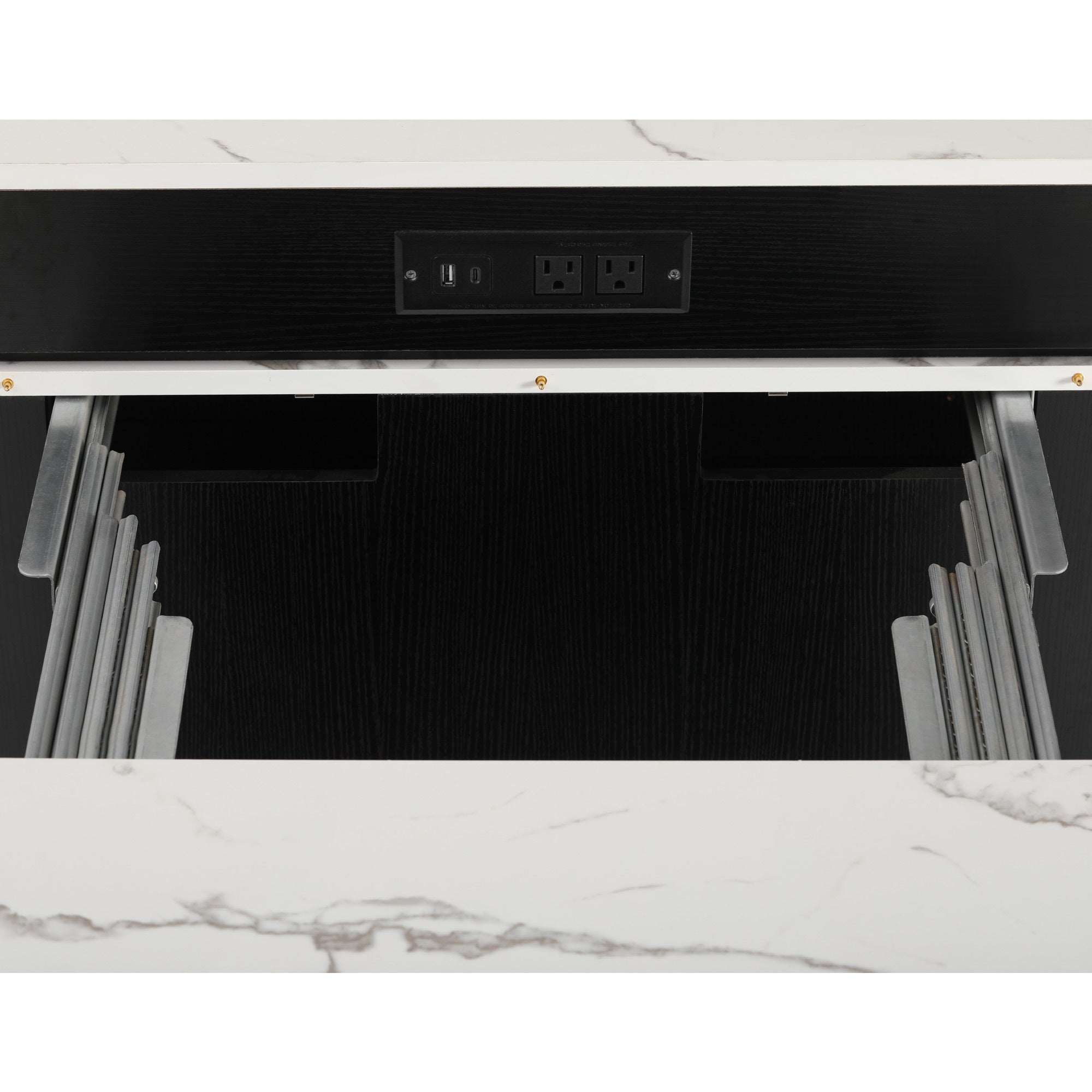 K&K 59.5' Kitchen Island with Extendable Dining Table, Kitchen Storage Table with Double-sided Storage, Kitchen Island with 2 Drawers, Power Outlet, Side Open Shelves, for Kitchen, Dining Room, Black - Grand Goldman Shop