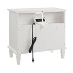 Open Space and 2 Drawers Dresser Nightstand with Charging Station, Farmhouse End Table with USB Ports and Outlets, Fluted Pilasters Design Side Table with Solid Wood Legs for Bedroom - Grand Goldman Shop