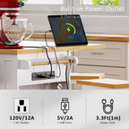 K&K 53inch Large Kitchen Island with Drop Leaf,Power Outlet,Door Internal Storage Rack,Rolling Kitchen Cart on 5 Wheels with 5 Open Side Racks for Kitchen,White (Two Packages)(Stools not included) - Grand Goldman Shop