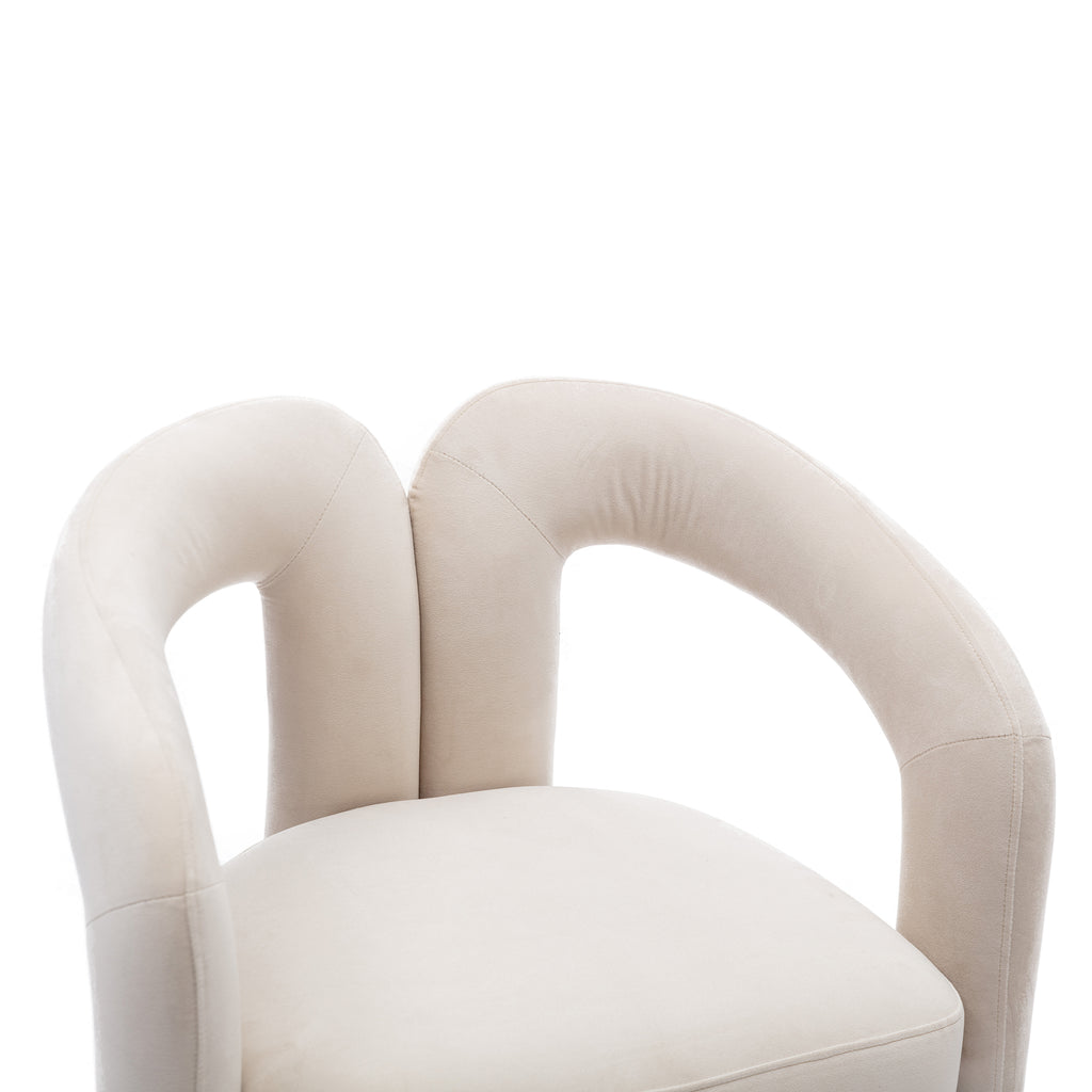 Contemporary Designed Velvet Fabric Upholstered Accent/Dining Chair /Barrel Side Chairs Kitchen Armchair for Living Room set of 2 (Beige Velvet) - Grand Goldman Shop