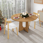 Round Dining Table for 4 - 47 Inch Farmhouse Kitchen Table, MDF Circle Table with Oak Finish, 300lb Weight Capacity, Easy Assembly for Dining Room, Kitchen, Living Room - Spiced Round Table - Grand Goldman Shop