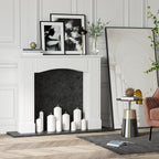 HOMCOM Modern Fireplace Mantel, Surround Mantels for Fireplace with Decorative Pattern Interior Width 29' White - Grand Goldman Shop