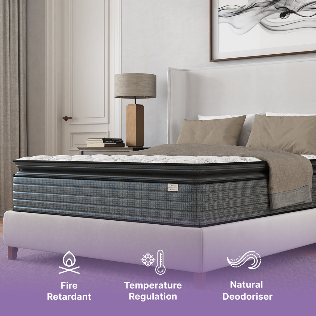 NapQueen Isabella 14 Inch Queen Hybrid Pillow Top Mattress in Grey+White with Foam+Spring Construction, CertiPUR-US Certified, Made in USA - Grand Goldman Shop