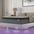 NapQueen Isabella 14 Inch King Hybrid Pillow Top Mattress in Grey+White with Foam+Spring Construction, CertiPUR-US Certified, Made in USA - Grand Goldman Shop