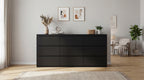 9 Drawer Dresser with No Handle Design, Modern Black Matte Wood Dresser for Bedroom, Storage Chest of Drawers for Living Room, Hallway, Entryway - Grand Goldman Shop