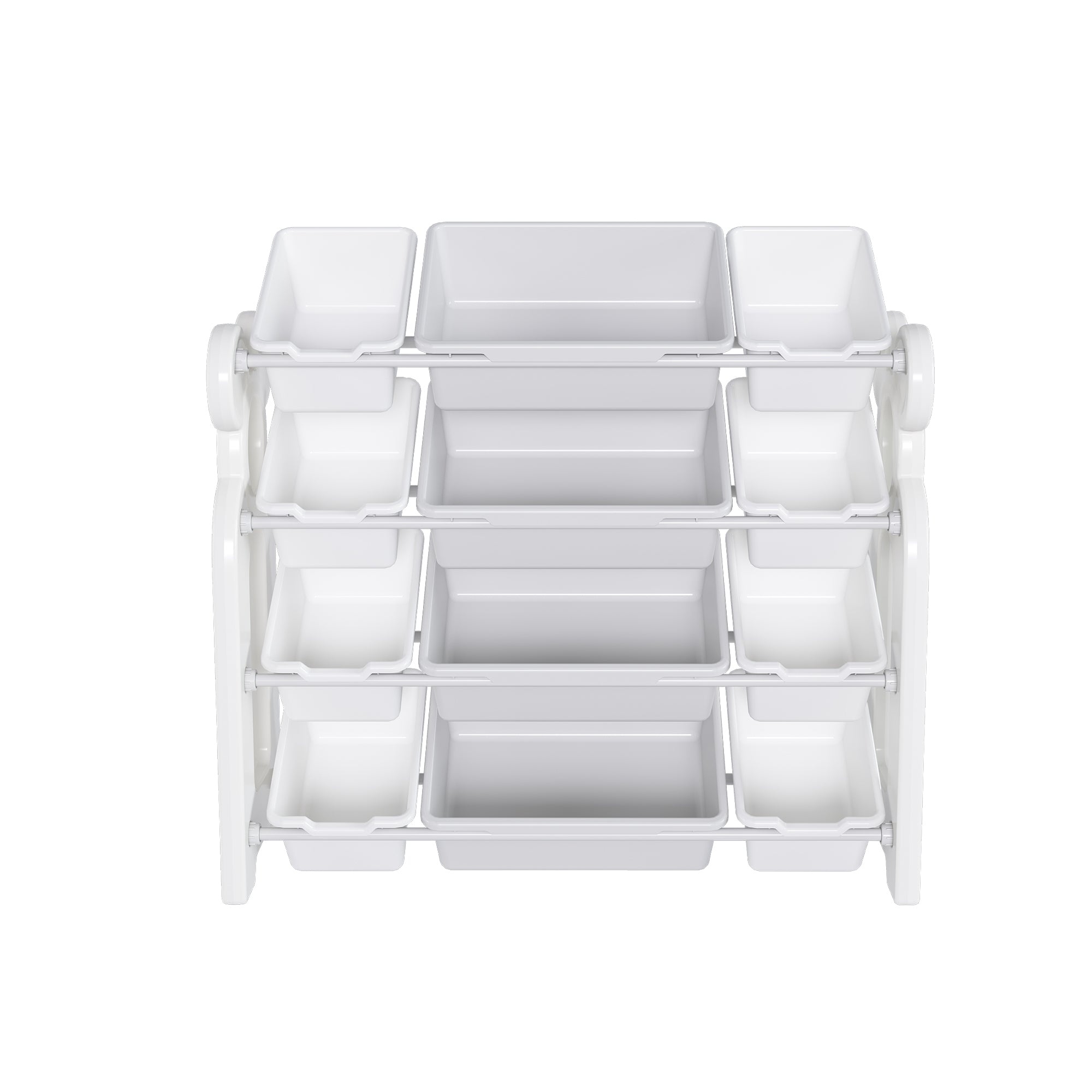 Multi-functional Kids Toy Storage Organizer Cabinet with HDPE Shelf and 12 Bins, Grey White, 33.07 x 14.17 x 33.86 inches - Grand Goldman Shop