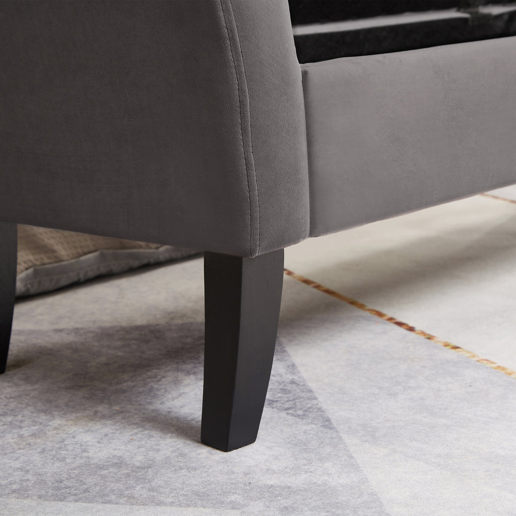 51.5' Bed Bench with Storage Grey Velvet - Grand Goldman Shop