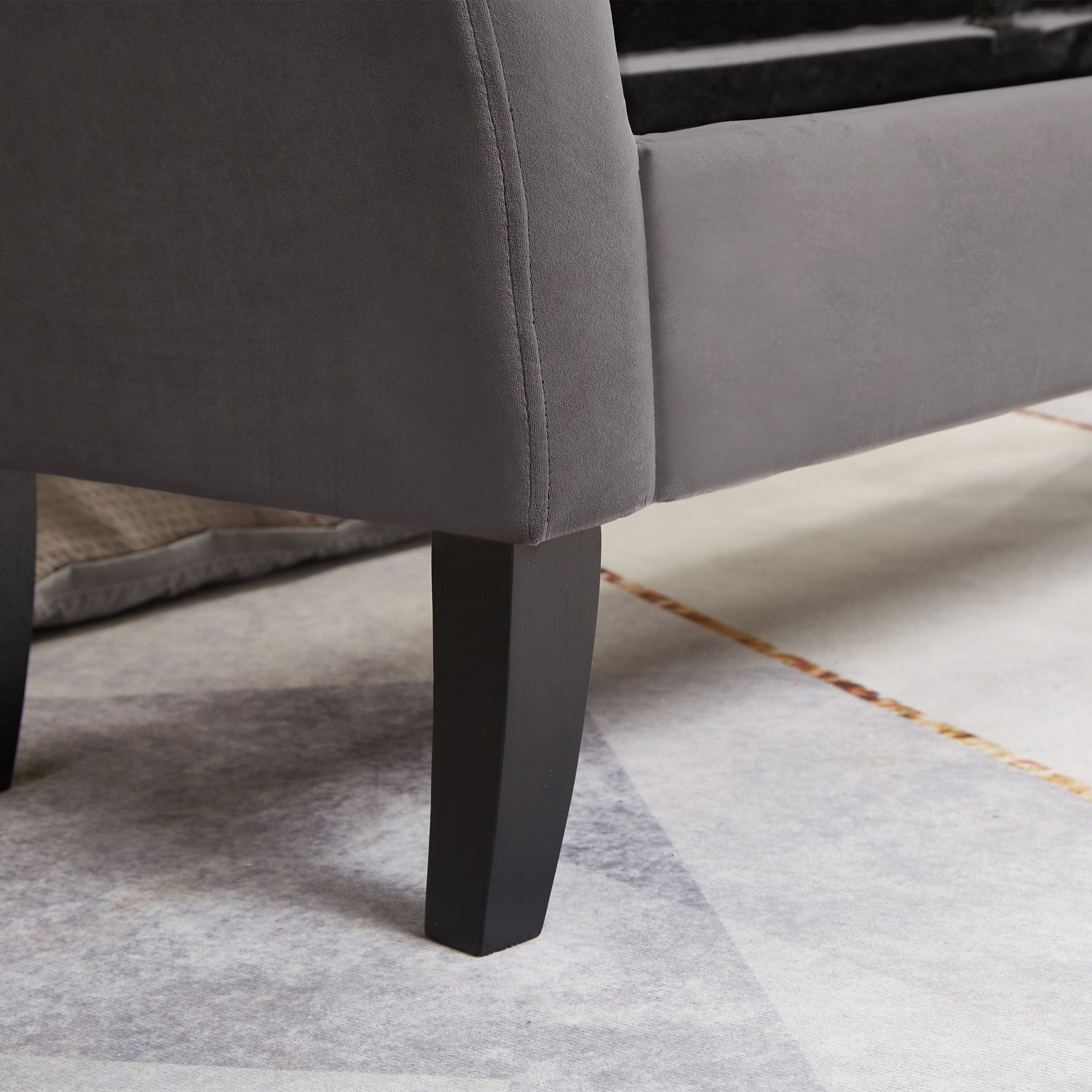 51.5' Bed Bench with Storage Grey Velvet - Grand Goldman Shop