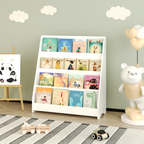 4-Tier Kids Bookshelf, Toddler Book Display Shelves in White, Made of MDF with Rounded Edges, 31.5 x 11.8 x 34.65 inches | Pr