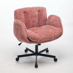 Modern Chenille Swivel Office Chair, Height Adjustable Task Chair with Convertible Multi-Position Armrests, Comfy Double Cush