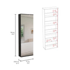 Leto Wall Mounted Shoe Rack With Mirror, Single Door, Capacity For Ten Shoes -Black - Grand Goldman Shop