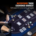 10 Player Foldable Poker Table, Blackjack Texas Holdem Poker Table with Padded Rails and Stainless Steel Cup Holders, Portabl
