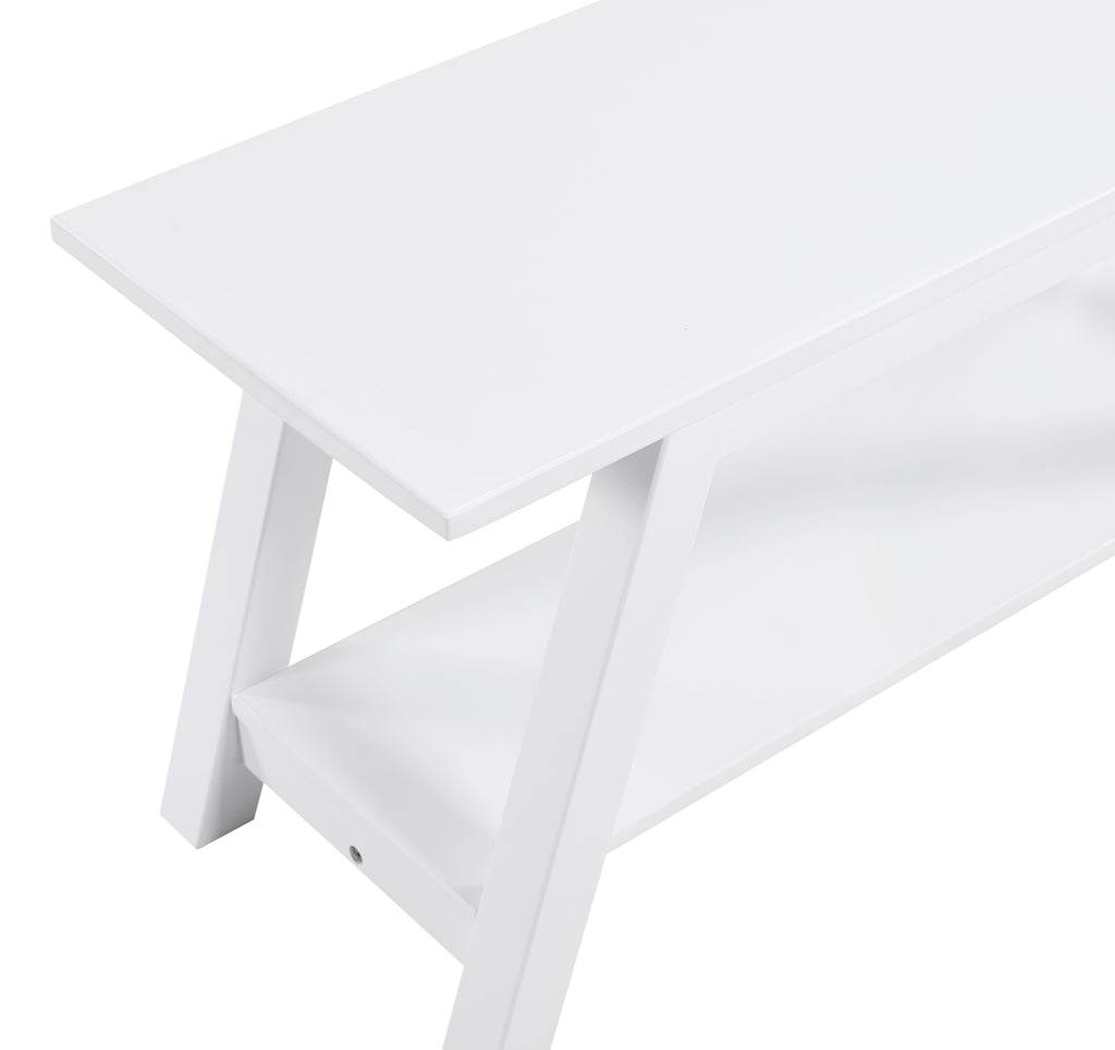 Elyz Solid Wood Bench with Shelf, 36.10-Inch Long, White - Grand Goldman Shop