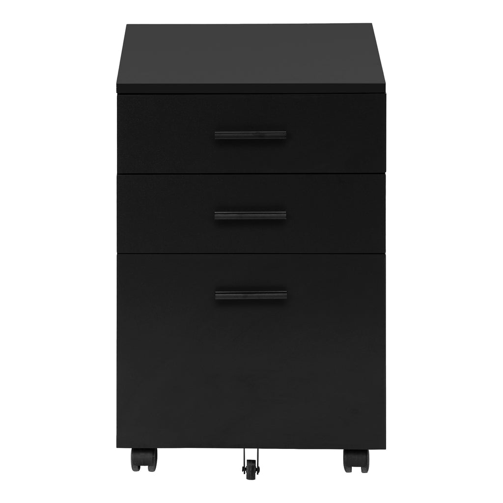 File Cabinet, Rolling Mobile, Storage Drawers, Printer Stand, Office, Work, Black Laminate, Contemporary, Modern | Premium Ho
