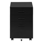 File Cabinet, Rolling Mobile, Storage Drawers, Printer Stand, Office, Work, Black Laminate, Contemporary, Modern | Premium Ho