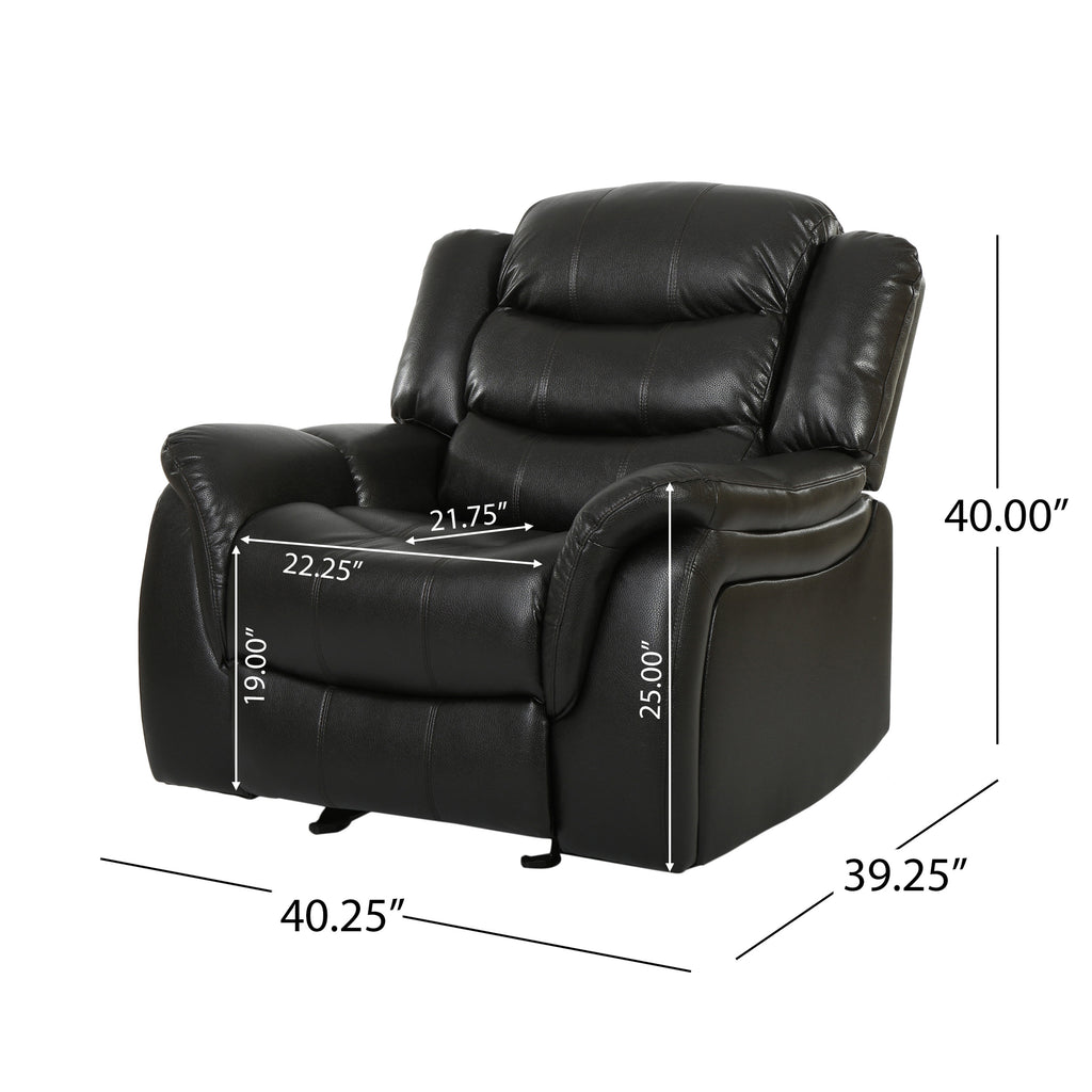 Classic Design Black Berry PU Upholstery Glider Recliner Chair with Spacious Comfort and Durable Construction - Grand Goldman Shop