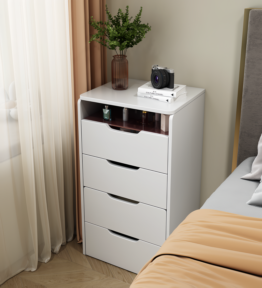 ( 48CM ) 3 in 1 Vanity Desk with Plip Top Mirror, Small Make Up Vanity Set with Visible Glass Desktop, Compact Makeup Vanity with 3 Drawers, Dressing Table for Bedroom ( WHITE COLOR ) - Grand Goldman Shop