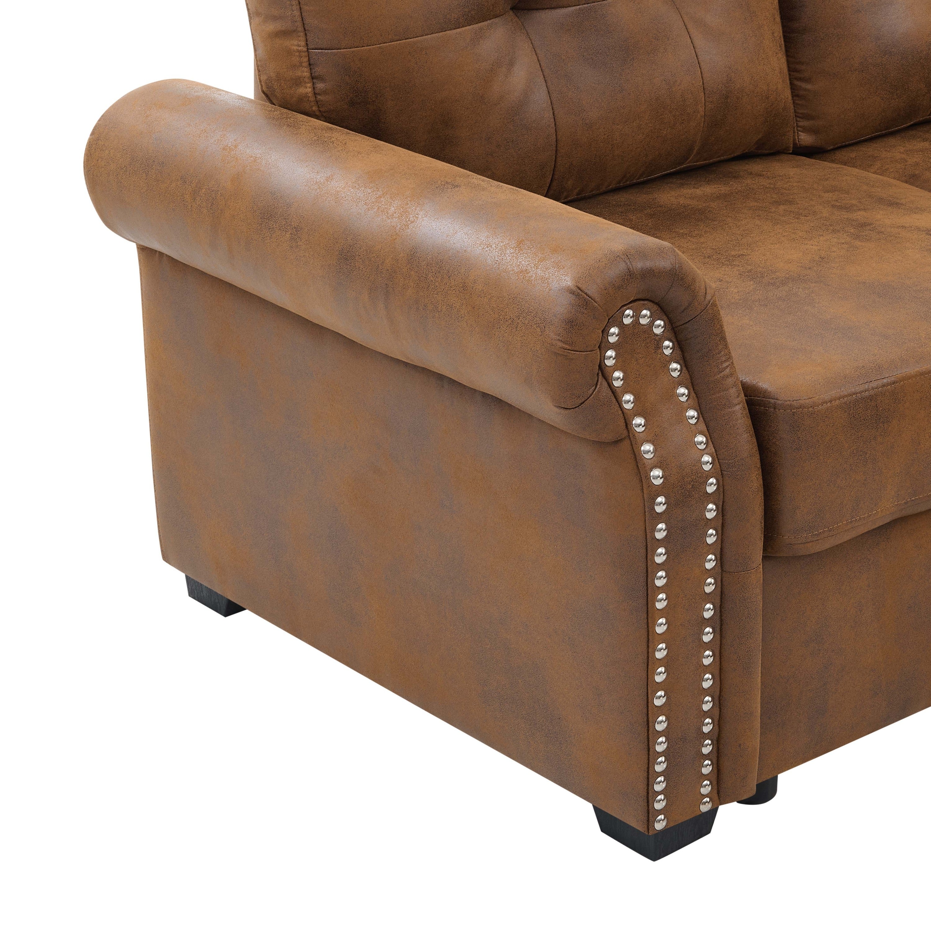Faux Leather Fabric U-Shape Sectional Sleeper Sofa (Pull-Out Bed) With Storage Chaise - Grand Goldman Shop