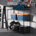 3 Tier Wire Shelving Unit, 1050 LBS NSF Height Adjustable Metal Garage Storage Shelves, Heavy Duty Storage Wire Rack Metal Shelves - Black - Grand Goldman Shop