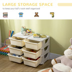 Qaba 3 Tier Kids Storage Unit, 6 Drawer Chest Toy Organizer Plastic Bins for Kids Bedroom Nursery Kindergarten Living Room fo