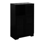 Modern MDF Painted Cabinet with Glass Doors and Drawer, Black, Bedroom or Living Room Storage - Grand Goldman Shop