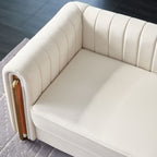 Contemporary Velvet Sofa Couch 84.25''W for Living Room, Beige - Grand Goldman Shop