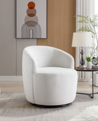 Velvet Fabric Swivel Accent Armchair Barrel Chair With Black Powder Coating Metal Ring,White - Grand Goldman Shop