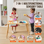 Sensory Table for Toddlers, Kids Activity Table with 3 Foldable Storage Bins & Paper Roll Holder, Indoor/Outdoor Play Sand an
