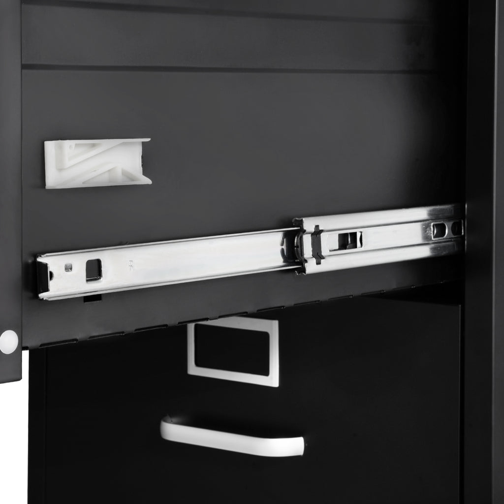 Stylish 4 Drawer File Cabinet with Lock, Metal Vertical Filing Storage Cabinets for Home Office, Heavy-Duty Cabinet with Deta